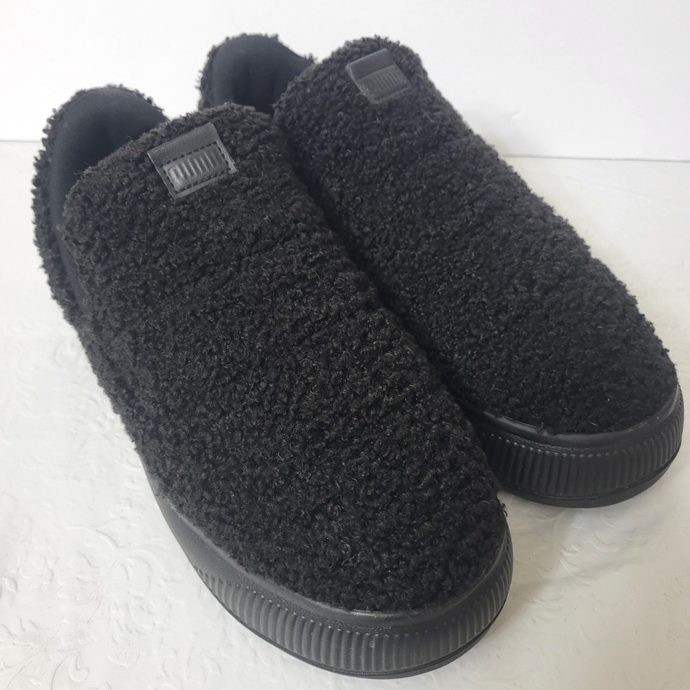 Puma Black Sherpa Slip-On Sneakers